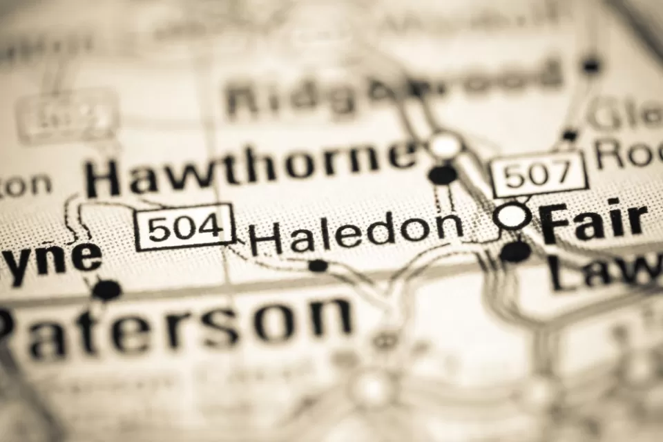 A map of New Jersey focuses on Haledon and blurs our surrounding cities such as Paterson.